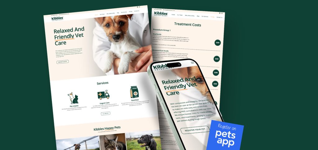 Kibbles Vets website design by Subluma.co.uk