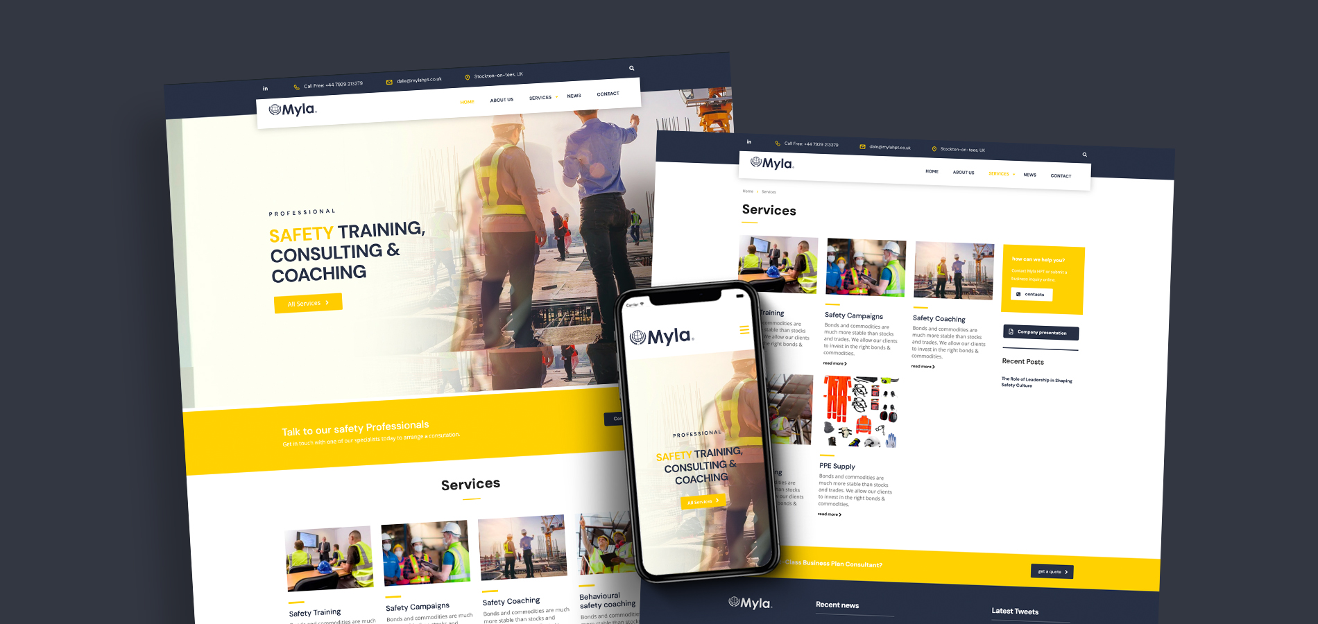 Myla HPT website design & branding by subluma.co.uk